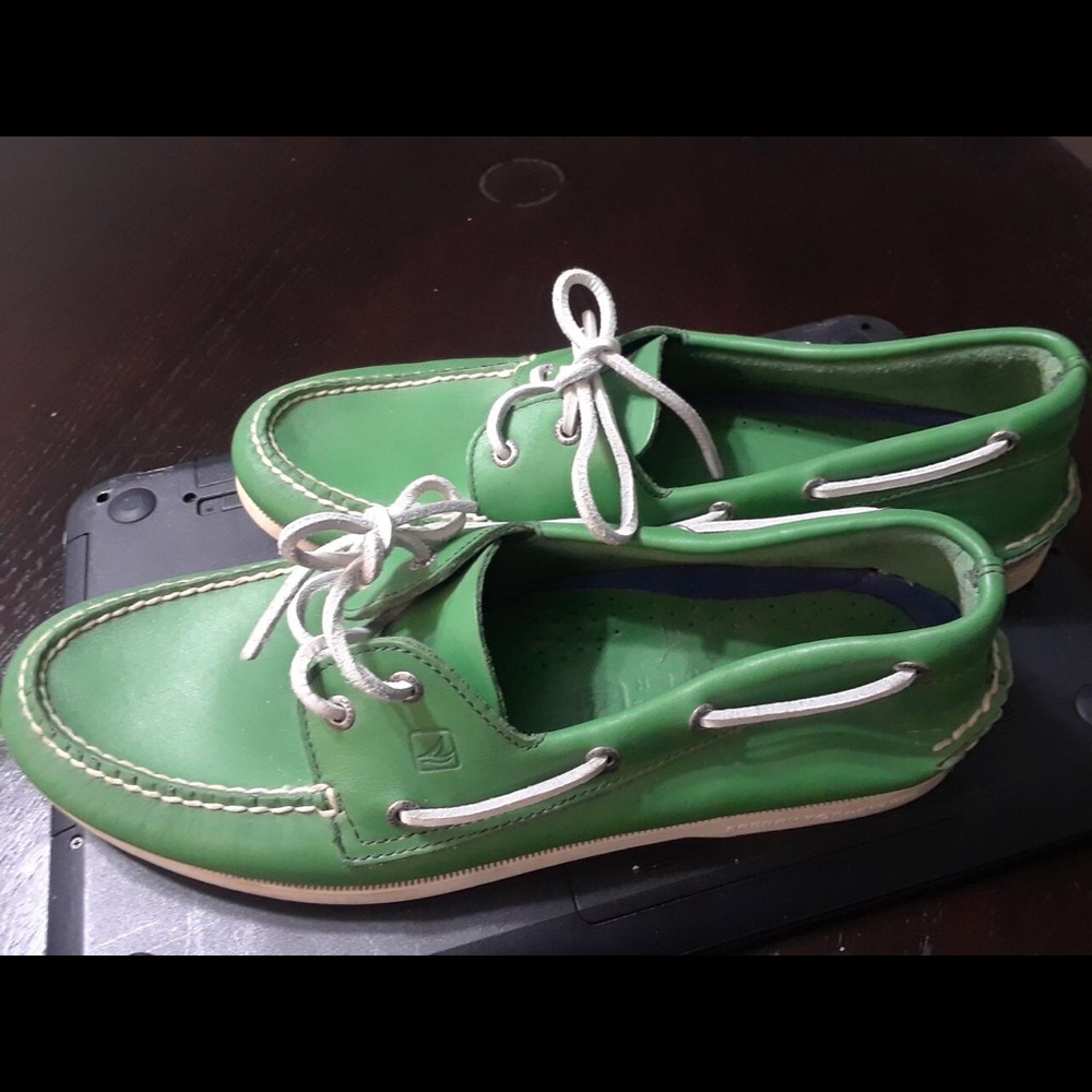 Green Sperry Top Sider Boat Shoes